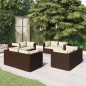 vidaXL Set muebles de jardín 8 piezas y cojines ratán sintético marrón vidaXL Set muebles de jardín 8 piezas y cojines ratán sintético marrón