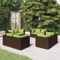 vidaXL Set sofás de jardín 8 piezas y cojines ratán sintético marrón vidaXL Set sofás de jardín 8 piezas y cojines ratán sintético marrón
