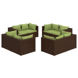 vidaXL Set sofás de jardín 8 piezas y cojines ratán sintético marrón