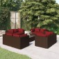 vidaXL Set muebles de jardín 9 piezas y cojines ratán sintético marrón vidaXL Set muebles de jardín 9 piezas y cojines ratán sintético marrón