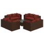 vidaXL Set muebles de jardín 9 piezas y cojines ratán sintético marrón vidaXL Set muebles de jardín 9 piezas y cojines ratán sintético marrón