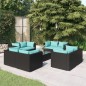 vidaXL Set de muebles de jardín 9 pzas y cojines ratán sintético negro