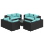 vidaXL Set de muebles de jardín 9 pzas y cojines ratán sintético negro