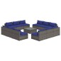 vidaXL Set de muebles de jardín 13 pzas y cojines ratán sintético gris