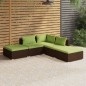 vidaXL Set sofás de jardín 5 piezas y cojines ratán sintético marrón vidaXL Set sofás de jardín 5 piezas y cojines ratán sintético marrón