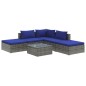 vidaXL Set de sofás de jardín 6 piezas y cojines ratán sintético gris vidaXL Set de sofás de jardín 6 piezas y cojines ratán sintético gris