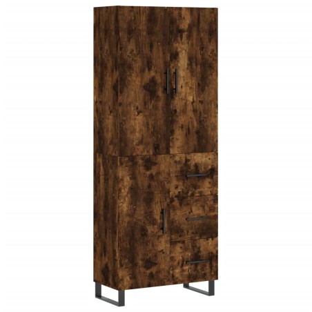 vidaXL Aparador alto madera contrachapada roble ahumado 69,5x34x180 cm