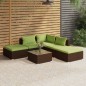 vidaXL Set muebles de jardín 6 piezas y cojines ratán sintético marrón vidaXL Set muebles de jardín 6 piezas y cojines ratán sintético marrón
