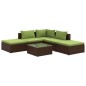 vidaXL Set muebles de jardín 6 piezas y cojines ratán sintético marrón vidaXL Set muebles de jardín 6 piezas y cojines ratán sintético marrón
