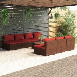 vidaXL Set sofás de jardín 8 piezas y cojines ratán sintético marrón