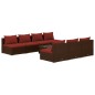 vidaXL Set sofás de jardín 8 piezas y cojines ratán sintético marrón vidaXL Set sofás de jardín 8 piezas y cojines ratán sintético marrón