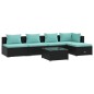 vidaXL Set de muebles de jardín 6 pzas y cojines ratán sintético negro vidaXL Set de muebles de jardín 6 pzas y cojines ratán sintético negro