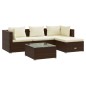 vidaXL Set muebles de jardín 5 piezas y cojines ratán sintético marrón vidaXL Set muebles de jardín 5 piezas y cojines ratán sintético marrón