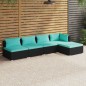 vidaXL Set de muebles de jardín 5 pzas y cojines ratán sintético negro