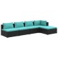 vidaXL Set de muebles de jardín 5 pzas y cojines ratán sintético negro
