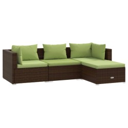 vidaXL Set muebles de jardín 4 piezas y cojines ratán sintético marrón