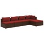 vidaXL Set sofás de jardín 5 piezas y cojines ratán sintético marrón vidaXL Set sofás de jardín 5 piezas y cojines ratán sintético marrón