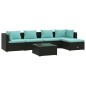 vidaXL Set de muebles de jardín 6 pzas y cojines ratán sintético negro vidaXL Set de muebles de jardín 6 pzas y cojines ratán sintético negro