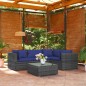 vidaXL Set de sofás de jardín 5 piezas y cojines ratán sintético gris vidaXL Set de sofás de jardín 5 piezas y cojines ratán sintético gris