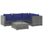 vidaXL Set de sofás de jardín 5 piezas y cojines ratán sintético gris vidaXL Set de sofás de jardín 5 piezas y cojines ratán sintético gris