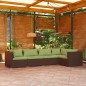 vidaXL Set sofás de jardín 5 piezas y cojines ratán sintético marrón vidaXL Set sofás de jardín 5 piezas y cojines ratán sintético marrón