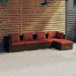 vidaXL Set sofás de jardín 5 piezas y cojines ratán sintético marrón