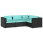 vidaXL Set de muebles de jardín 4 pzas y cojines ratán sintético negro vidaXL Set de muebles de jardín 4 pzas y cojines ratán sintético negro