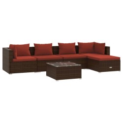 vidaXL Set muebles de jardín 6 piezas y cojines ratán sintético marrón