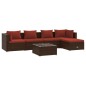 vidaXL Set muebles de jardín 6 piezas y cojines ratán sintético marrón vidaXL Set muebles de jardín 6 piezas y cojines ratán sintético marrón