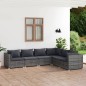 vidaXL Set de muebles de jardín 6 pzas y cojines ratán sintético gris vidaXL Set de muebles de jardín 6 pzas y cojines ratán sintético gris