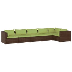 vidaXL Set muebles de jardín 6 piezas y cojines ratán sintético marrón