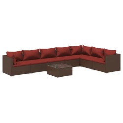 vidaXL Set sofás de jardín 8 piezas y cojines ratán sintético marrón