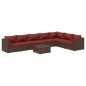 vidaXL Set sofás de jardín 8 piezas y cojines ratán sintético marrón vidaXL Set sofás de jardín 8 piezas y cojines ratán sintético marrón