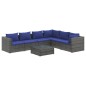 vidaXL Set de sofás de jardín 7 piezas y cojines ratán sintético gris vidaXL Set de sofás de jardín 7 piezas y cojines ratán sintético gris