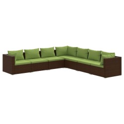 vidaXL Set muebles de jardín 7 piezas y cojines ratán sintético marrón