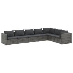 vidaXL Set de muebles de jardín 7 pzas y cojines ratán sintético gris