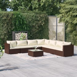 vidaXL Set muebles de jardín 8 piezas y cojines ratán sintético marrón
