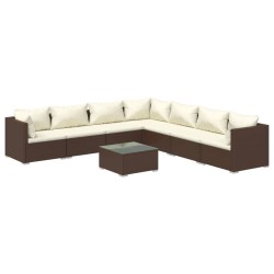vidaXL Set muebles de jardín 8 piezas y cojines ratán sintético marrón