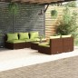 vidaXL Set muebles de jardín 6 piezas y cojines ratán sintético marrón vidaXL Set muebles de jardín 6 piezas y cojines ratán sintético marrón