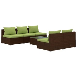 vidaXL Set muebles de jardín 6 piezas y cojines ratán sintético marrón