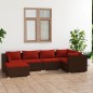 vidaXL Set muebles de jardín 6 piezas y cojines ratán sintético marrón vidaXL Set muebles de jardín 6 piezas y cojines ratán sintético marrón