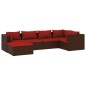 vidaXL Set muebles de jardín 6 piezas y cojines ratán sintético marrón vidaXL Set muebles de jardín 6 piezas y cojines ratán sintético marrón