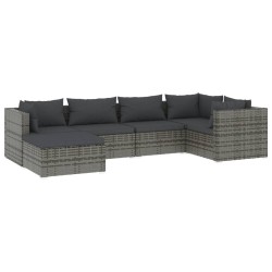 vidaXL Set de muebles de jardín 6 pzas y cojines ratán sintético gris
