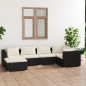 vidaXL Set de muebles de jardín 6 pzas y cojines ratán sintético negro