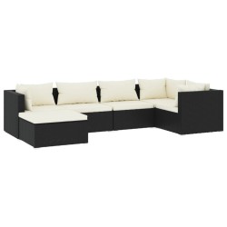 vidaXL Set de muebles de jardín 6 pzas y cojines ratán sintético negro