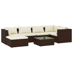 vidaXL Set muebles de jardín 7 piezas y cojines ratán sintético marrón
