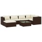 vidaXL Set muebles de jardín 7 piezas y cojines ratán sintético marrón vidaXL Set muebles de jardín 7 piezas y cojines ratán sintético marrón