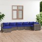 vidaXL Set de sofás de jardín 7 piezas y cojines ratán sintético gris vidaXL Set de sofás de jardín 7 piezas y cojines ratán sintético gris
