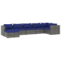 vidaXL Set de sofás de jardín 7 piezas y cojines ratán sintético gris vidaXL Set de sofás de jardín 7 piezas y cojines ratán sintético gris