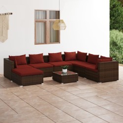 vidaXL Set sofás de jardín 8 piezas y cojines ratán sintético marrón